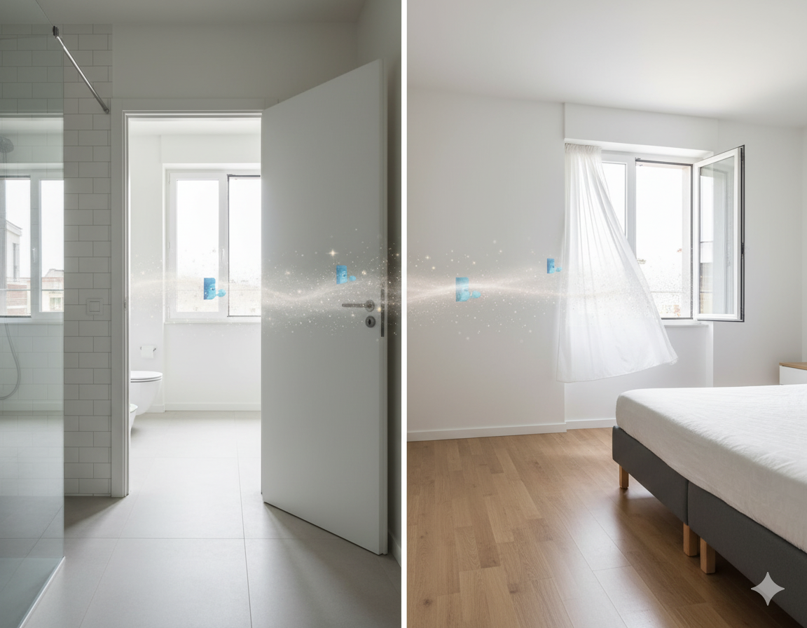 Técnica de ventilación cruzada para baños